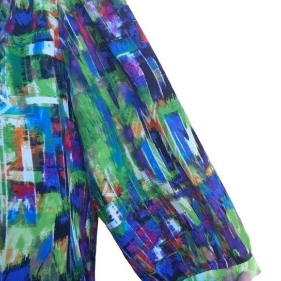 Milano Cardigan Open Artist Smock 3/4 Peasant Puff Sleeve Watercolor Sz M - Picture 6 of 7